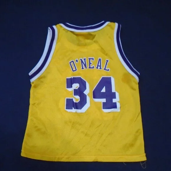 Vintage Champion Los Angeles Lakers NBA Shaquille O'Neal Jersey Small 4 Toddler - Picture 2 of 2